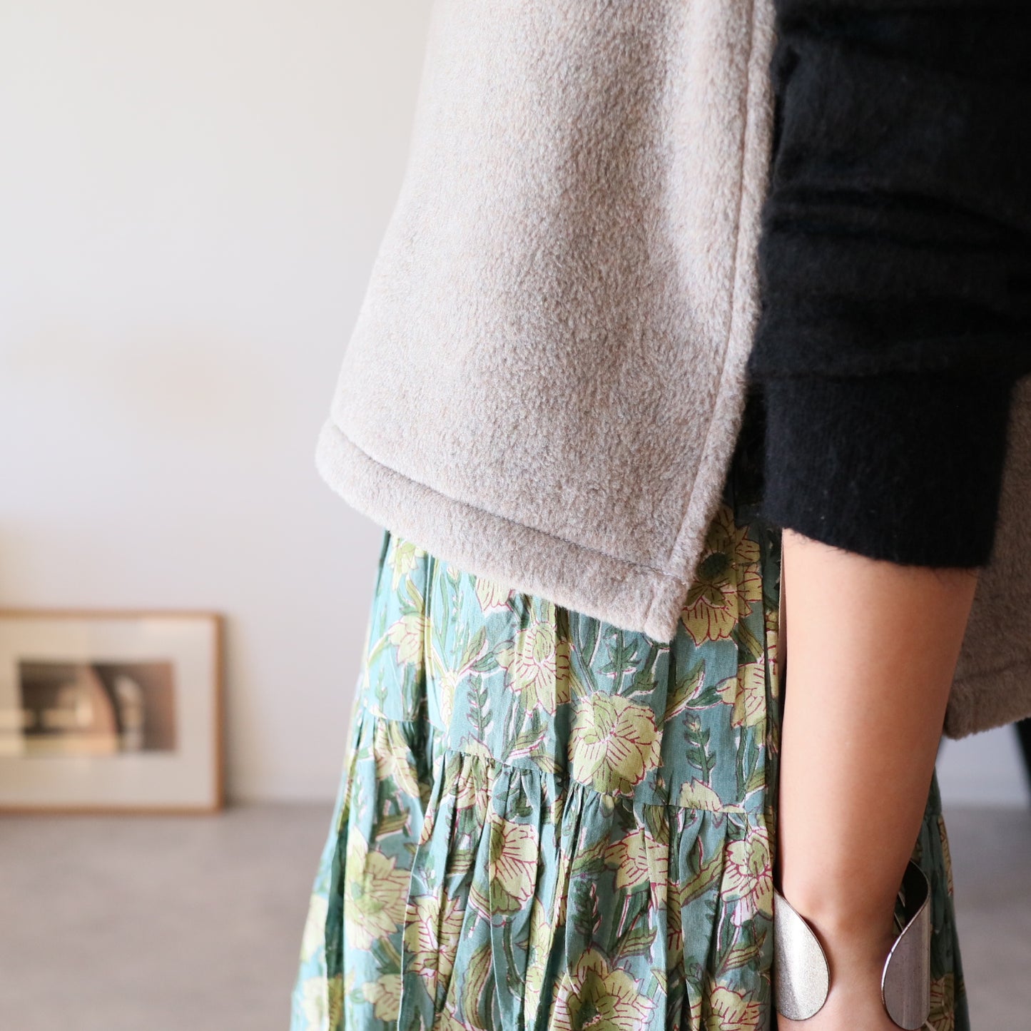 しなやかボリュームのティアードスカート -light green-