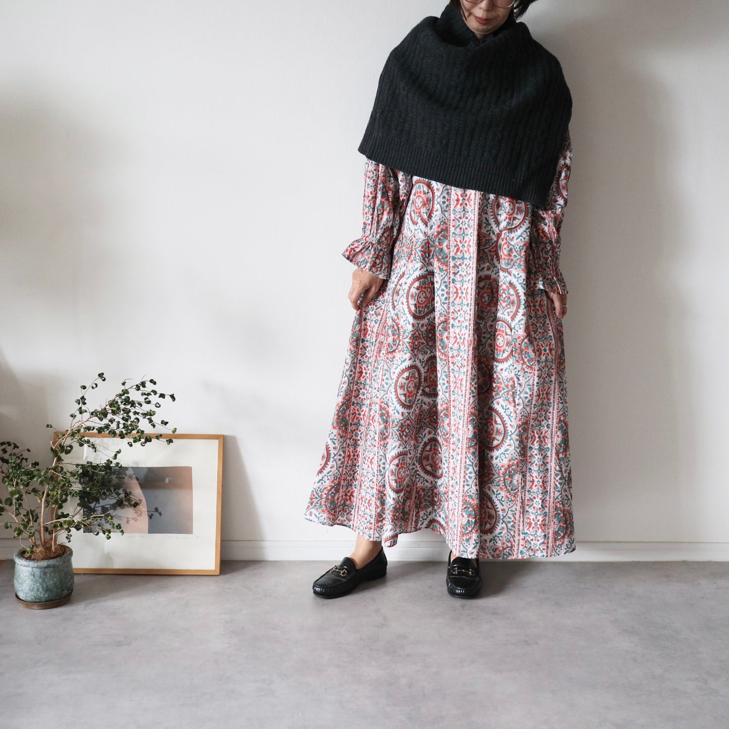《受注》すっきりシルエットの裾揺れフレアワンピース【traditional orange】