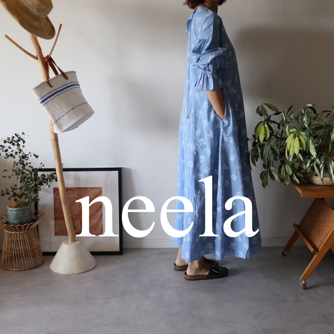 ブロックプリントのインド綿ワンピース｜大人女性のためのneela