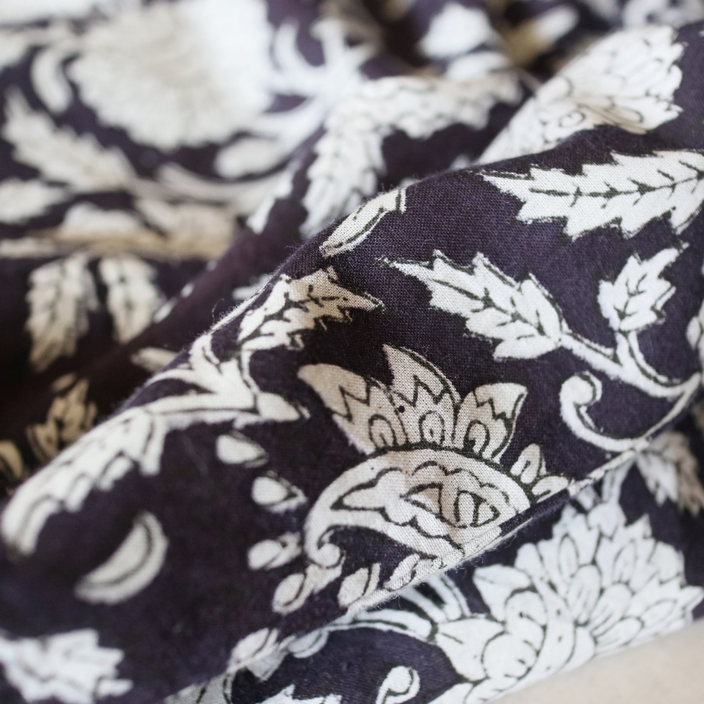 block print dress【deep navy】