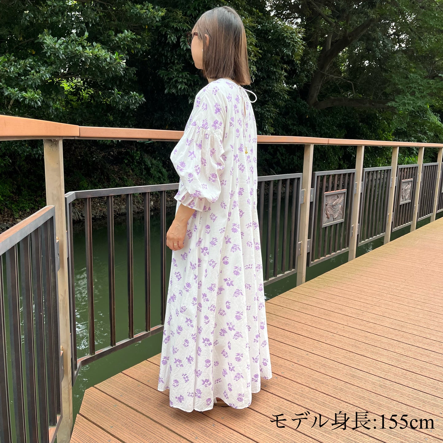 《basic size》すっきりシルエットの裾揺れフレアワンピース【blue】