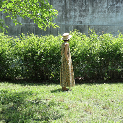 《受注》裾ゆれフレアキャミワンピース【mustard brown】