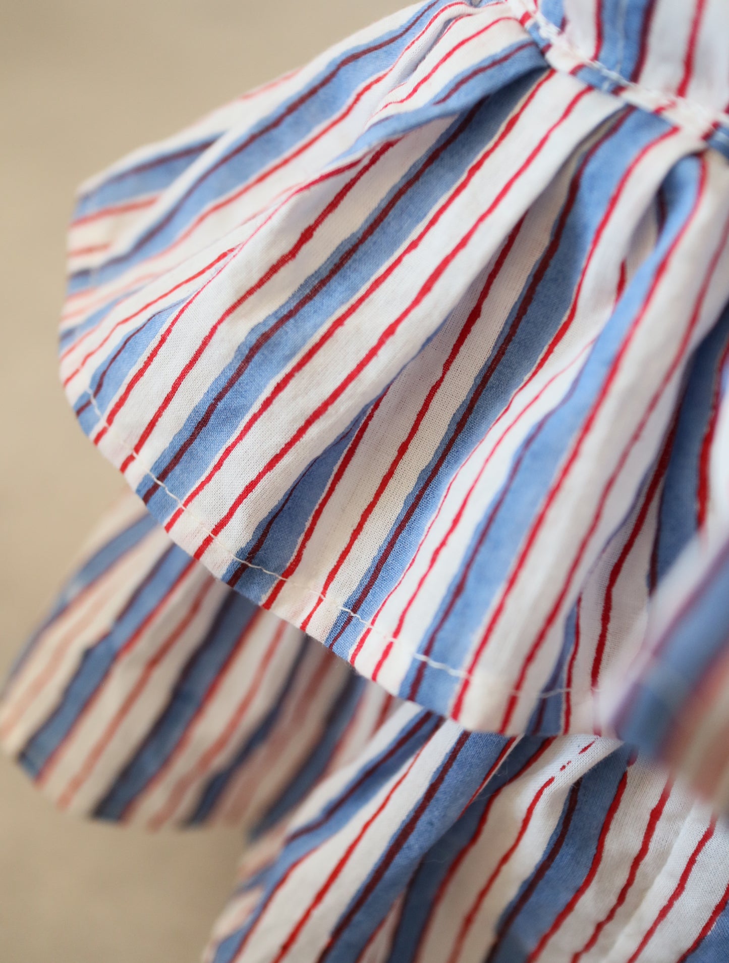 軽やかフリルの3wayキルトbag【blue stripe】