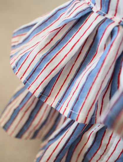 軽やかフリルの3wayキルトbag【blue stripe】