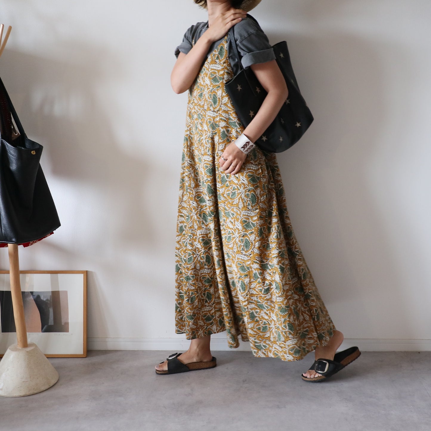 《受注》裾ゆれフレアキャミワンピース【mustard brown】