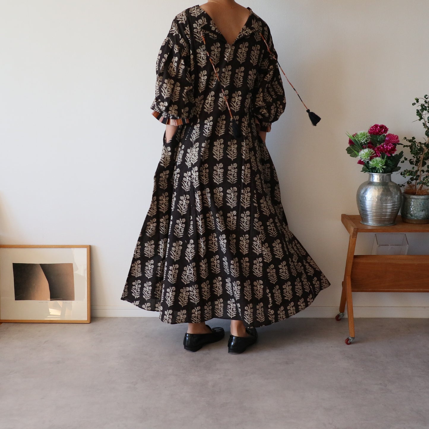 block print dress【ink black】