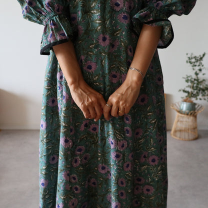 block print dress【green】