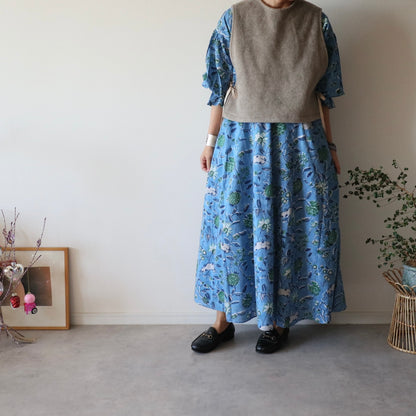 ふんわりあたたか side ribbon vest【moku brown】