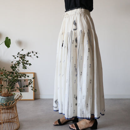 手織りジャムダニ綿の風纏うボリュームスカート【white】