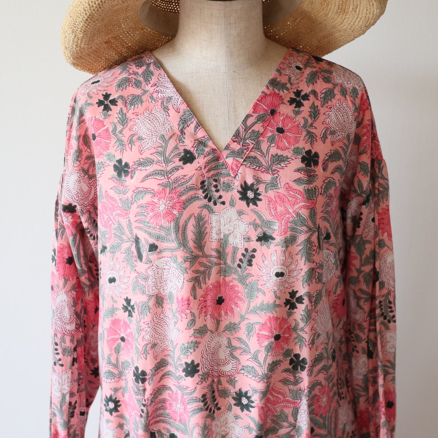 block print dress【pink】