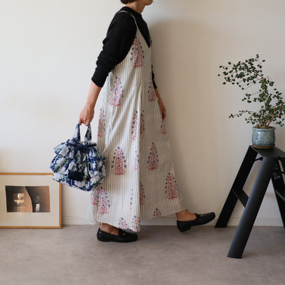 軽やかフリルの3wayキルトbag【navy】