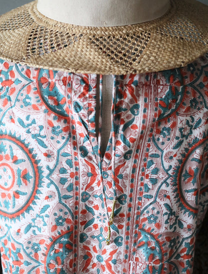 《受注》すっきりシルエットの裾揺れフレアワンピース【traditional orange】