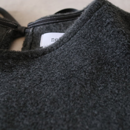 ふんわりあたたか side ribbon vest【charcoal】