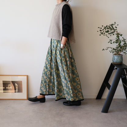 しなやかボリュームのティアードスカート -light green-