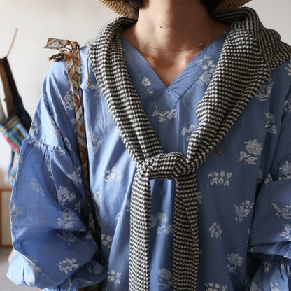 《basic size》すっきりシルエットの裾揺れフレアワンピース【blue】