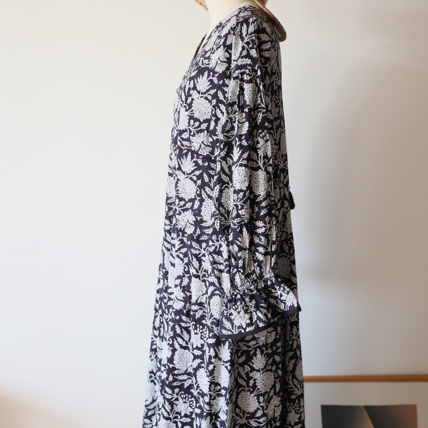 block print dress【deep navy】
