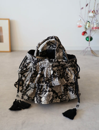 軽やかフリルの3wayキルトbag【black】