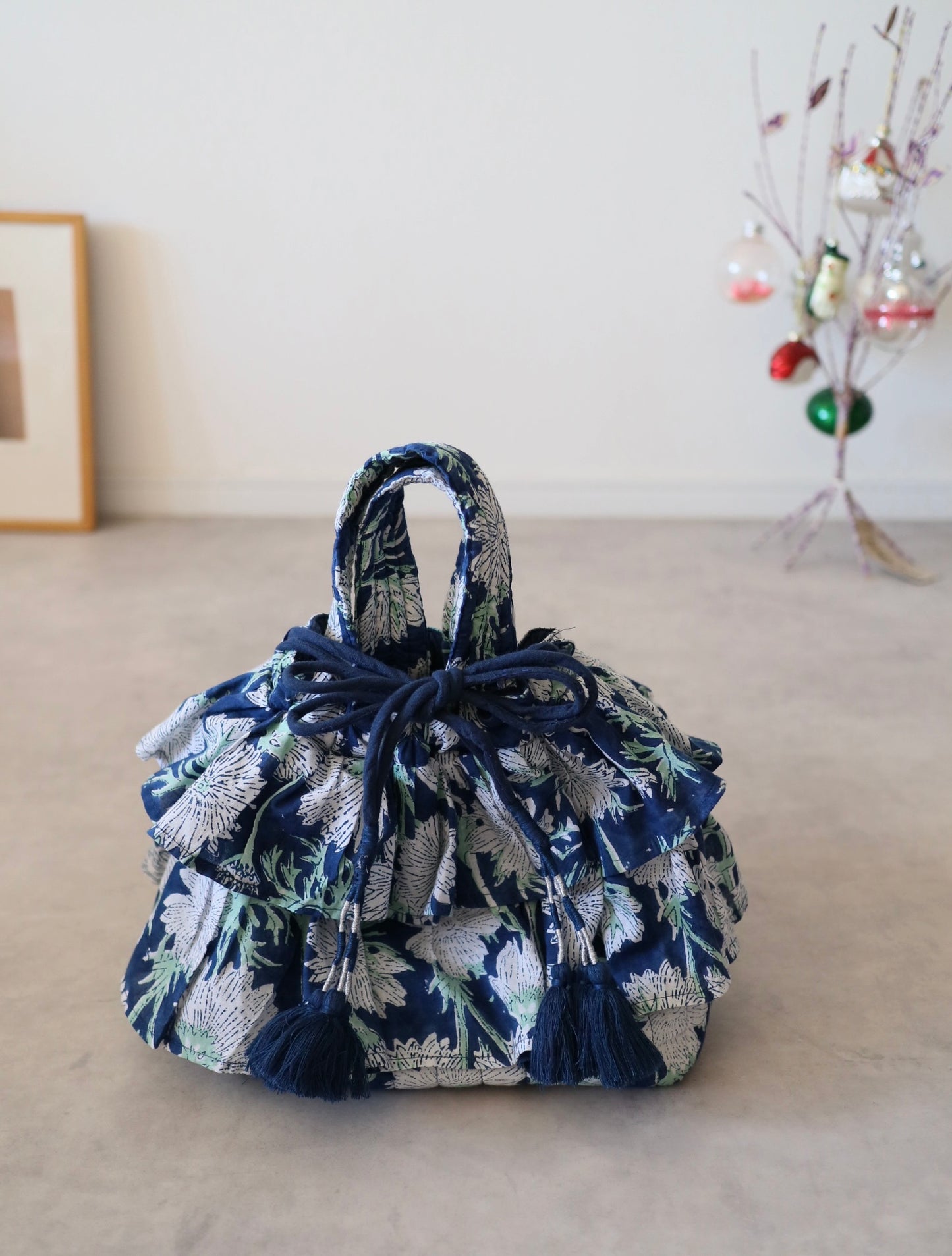 軽やかフリルの3wayキルトbag【navy】