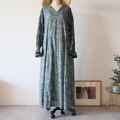 block print dress【green】