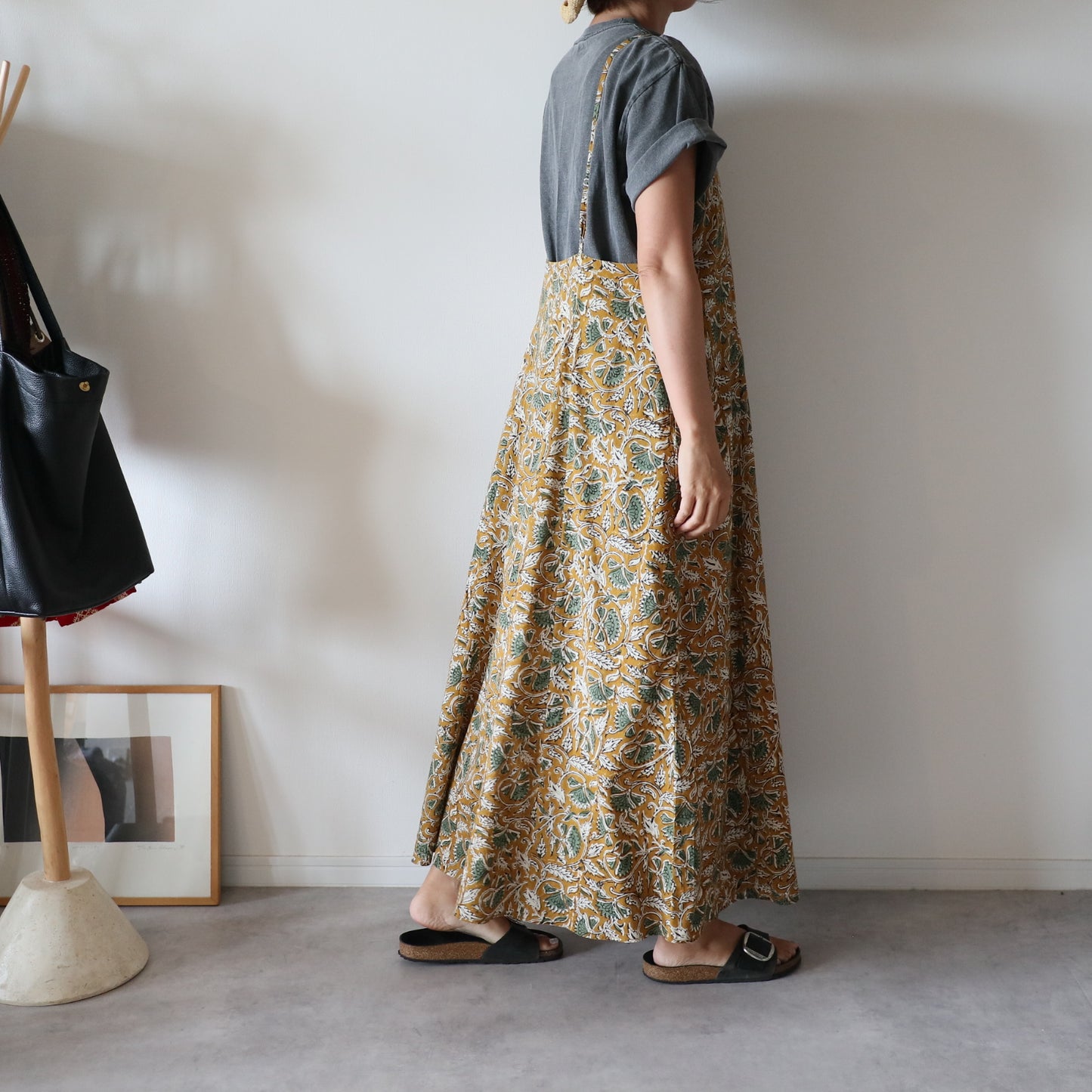 《受注》裾ゆれフレアキャミワンピース【mustard brown】