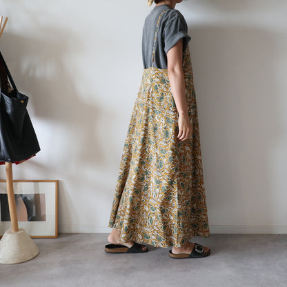 《受注》裾ゆれフレアキャミワンピース【mustard brown】