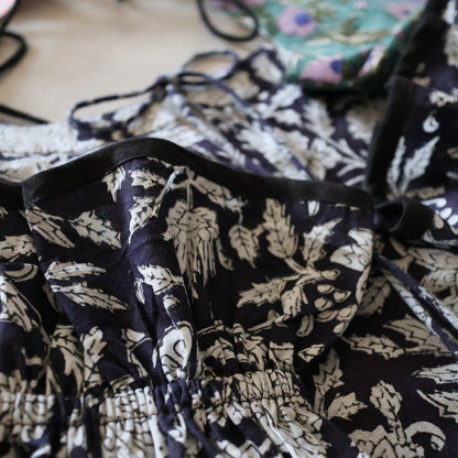 block print dress【deep navy】