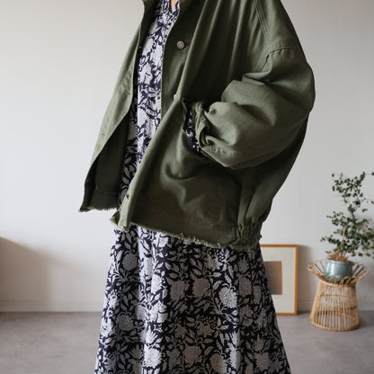 block print dress【deep navy】