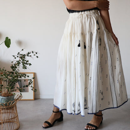 手織りジャムダニ綿の風纏うボリュームスカート【white】