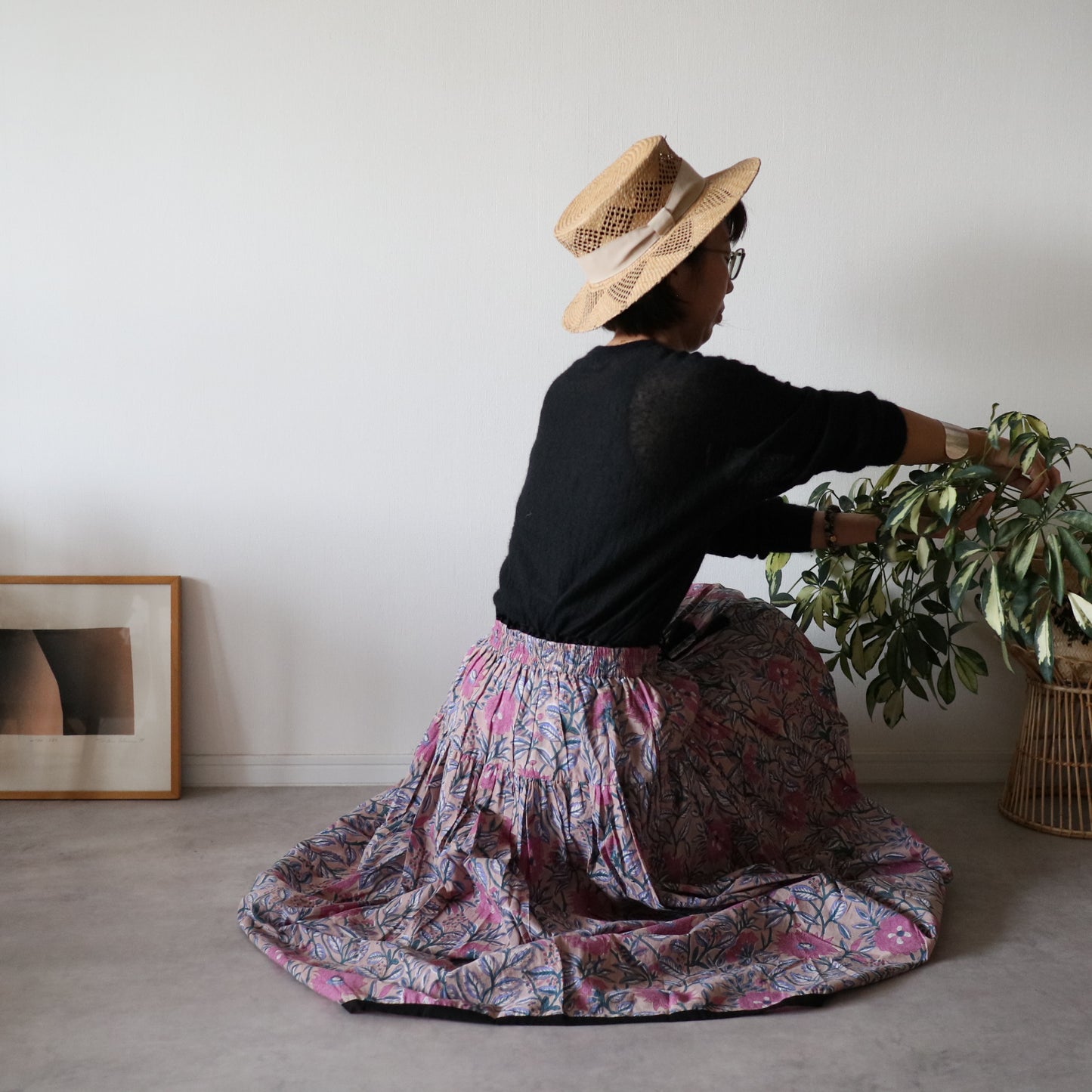 しなやかボリュームのティアードスカート -beige-