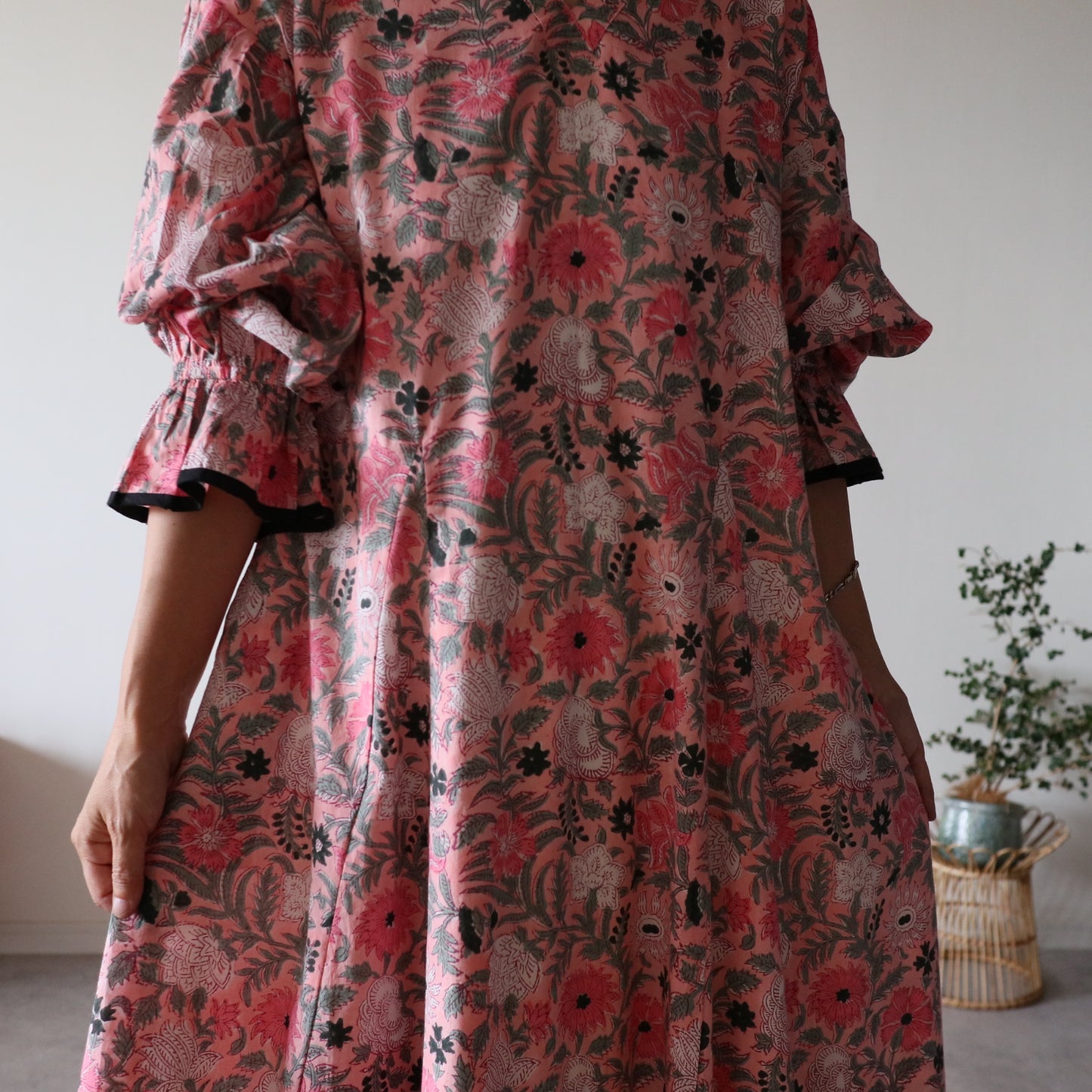 block print dress【pink】