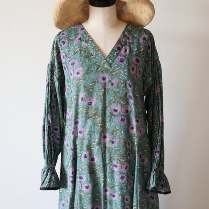 block print dress【green】