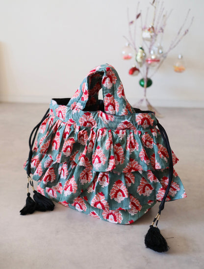 軽やかフリルの3wayキルトbag【green】