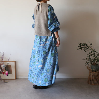 ふんわりあたたか side ribbon vest【moku brown】