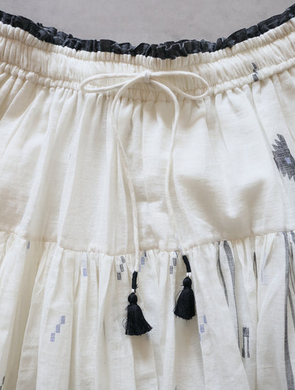 手織りジャムダニ綿の風纏うボリュームスカート【white】