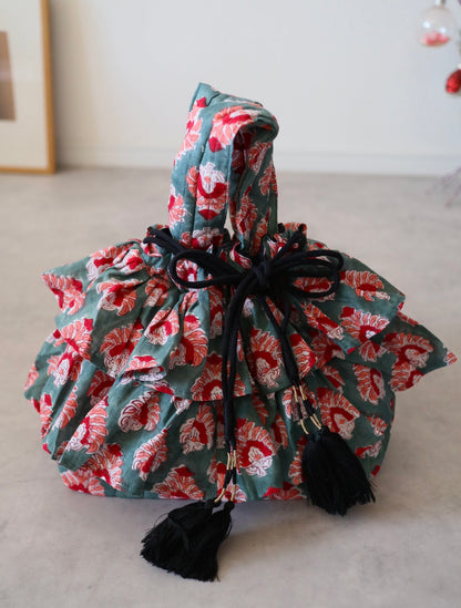 軽やかフリルの3wayキルトbag【green】