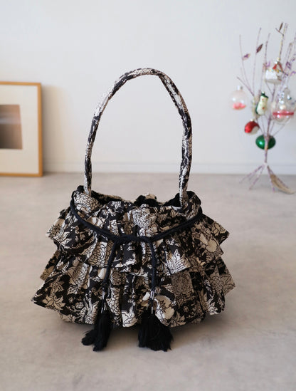 軽やかフリルの3wayキルトbag【black】