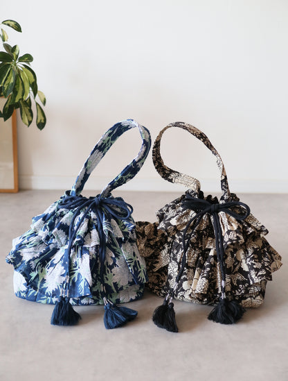 《即納》軽やかフリルの2wayキルトbag【black】