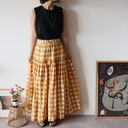 しなやかボリュームのティアードスカート -picnic yellow-