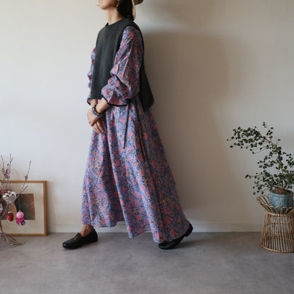 ふんわりあたたか side ribbon vest【charcoal】