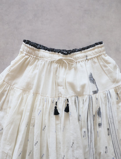 手織りジャムダニ綿の風纏うボリュームスカート【white】
