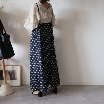 《即納》裾ゆれフレアキャミワンピース【deep navy】