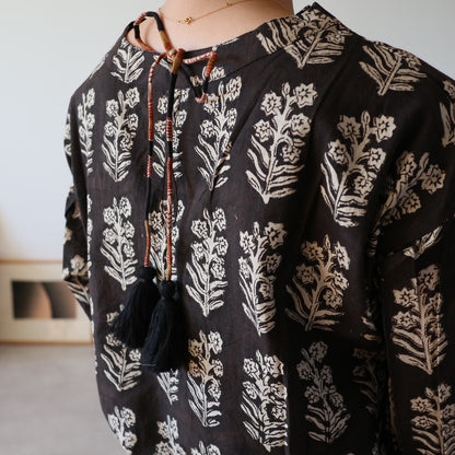 block print dress【ink black】