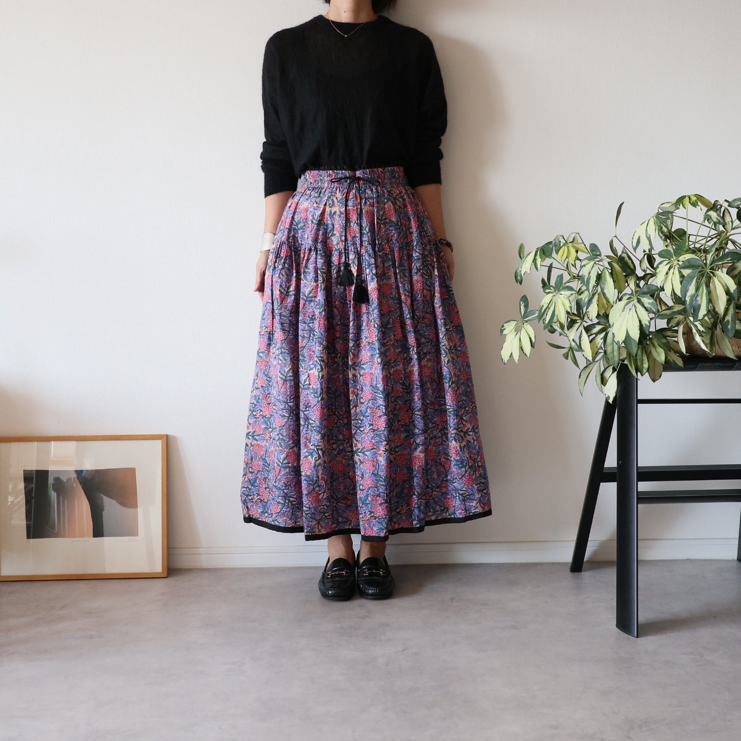 しなやかボリュームのティアードスカート -chai pink-