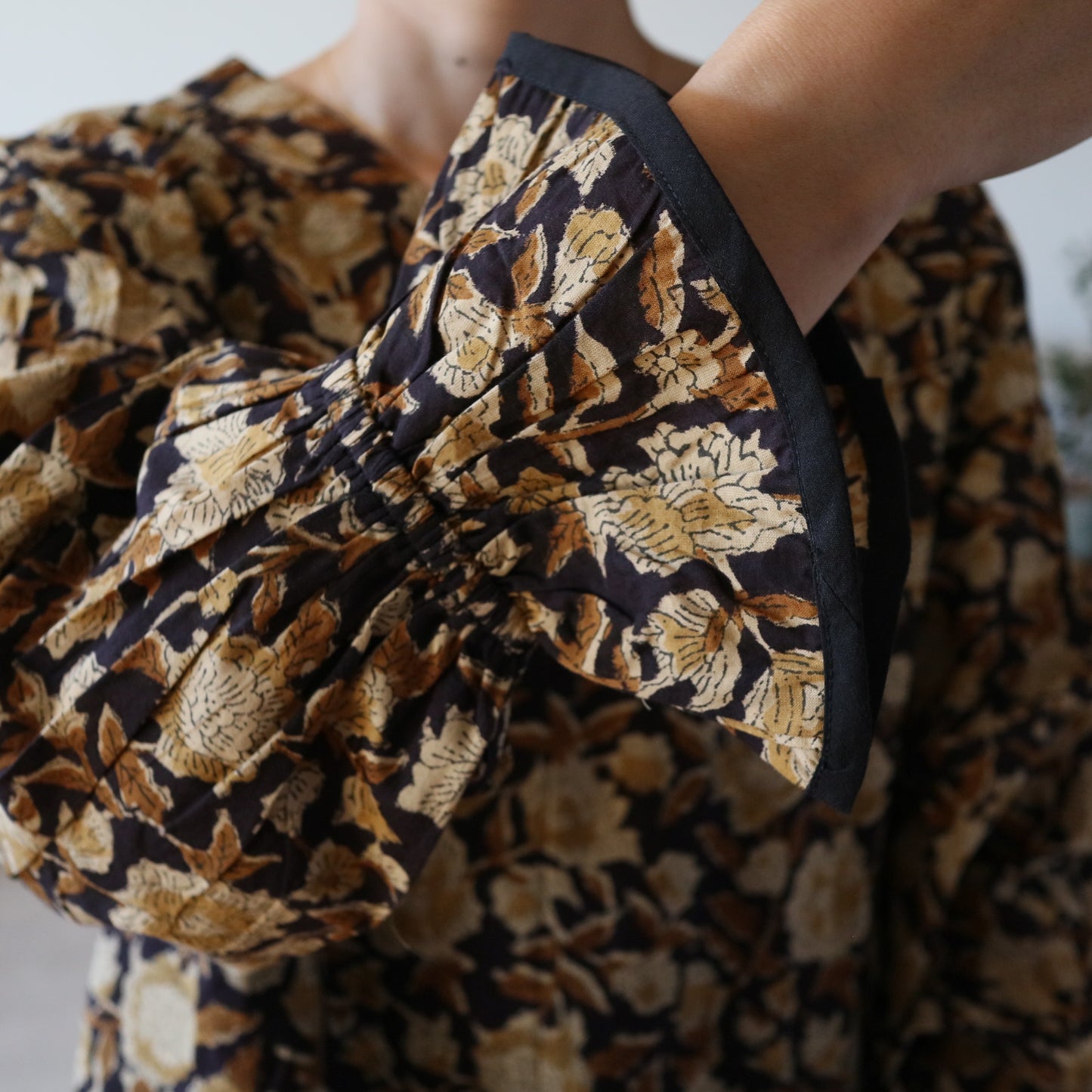 block print dress【brown】