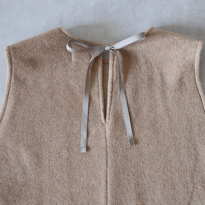ふんわりあたたか side ribbon vest【camel】