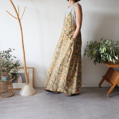 《受注》裾ゆれフレアキャミワンピース【mustard brown】