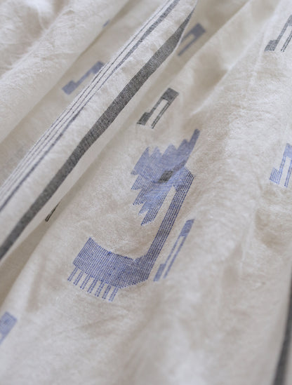 手織りジャムダニ綿の風纏うボリュームスカート【white】