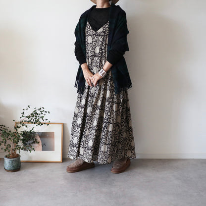 《即納》すっきりシルエットの裾ゆれフレアキャミワンピース【black】