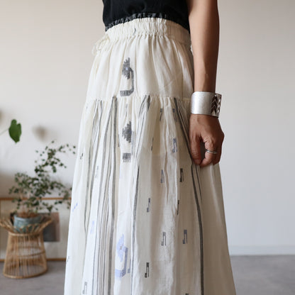 手織りジャムダニ綿の風纏うボリュームスカート【white】