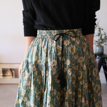 しなやかボリュームのティアードスカート -light green-